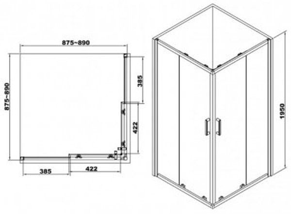Душова кабіна Eger Heviz 90x90 (599-077/1+599-551/2) профіль хром/скло прозоре з піддоном + сифон 298411 фото