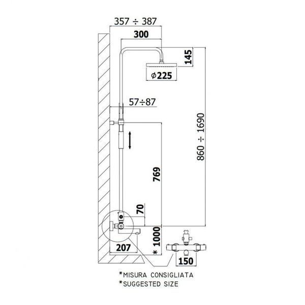 Душевая система Paffoni Birillo ZCOL721LIQCR с термостатом (хром) 442111 фото