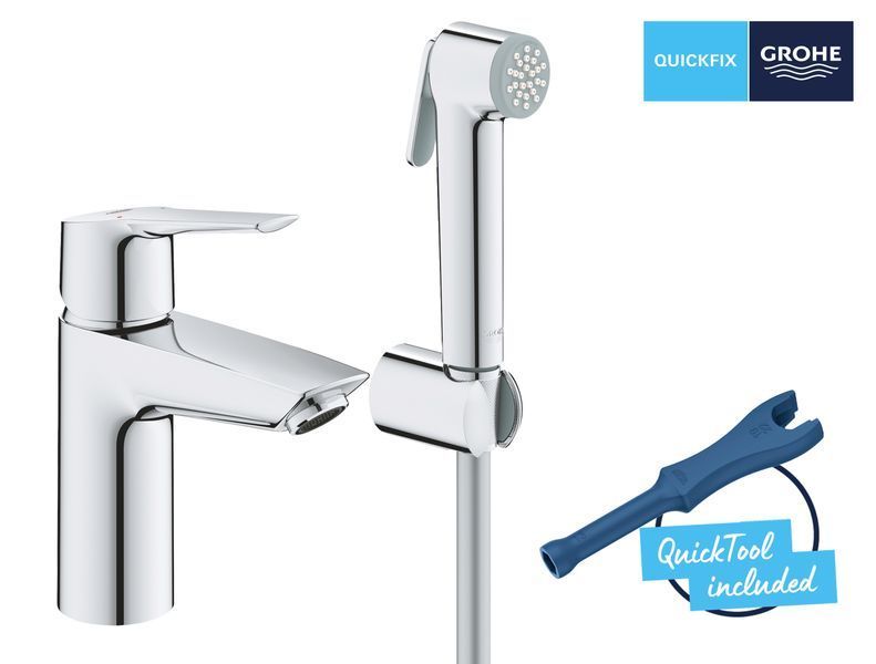 Змішувач для умивальника Grohe Start 23123003 з гігієнічним душем (хром) 553383 фото