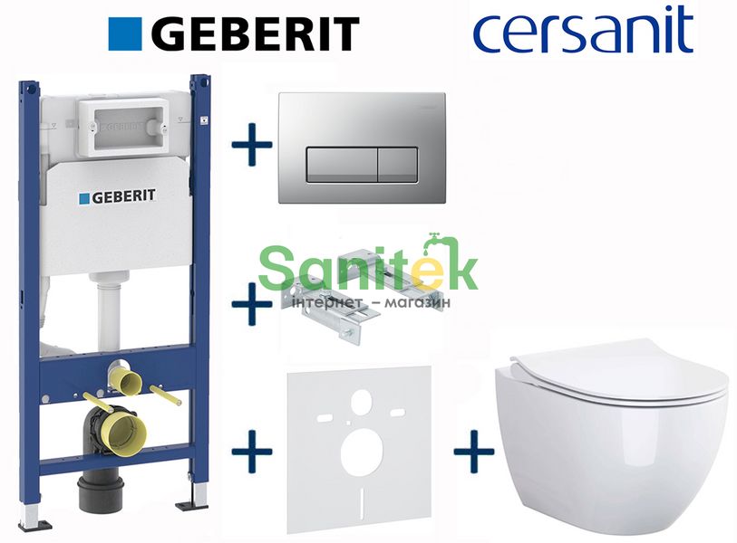 Комплект інсталяції Geberit Duofix 458.126.00.1+115.119.46.1 з унітазом Cersanit Zen Clean On з сидінням Soft Closing 697027 фото