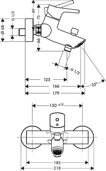 Смеситель для ванны Hansgrohe Talis S 72400000 (хром) 129634 фото