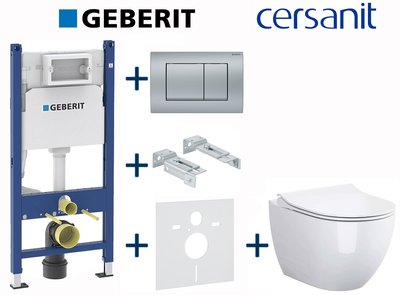 Комплект інсталяції Geberit Duofix 458.126.00.1+115.137.46.1 з унітазом Cersanit Zen Clean On з сидінням Soft Closing 697034 фото