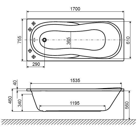 Ванна акриловая Excellent Sekwana 170x75 (WAEX.SEK17WH) 269384 фото