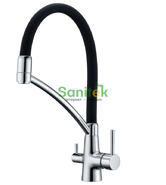Смеситель для кухни Fabiano FKM 31.10 Chrome Black с подключением питьевой воды (8231.403.0077) хром/Black 282931 фото