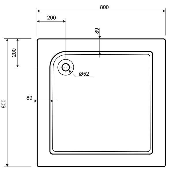 Душевой поддон Kolo Standart Plus 80x80 (XBK1480000) квадратный 8586 фото