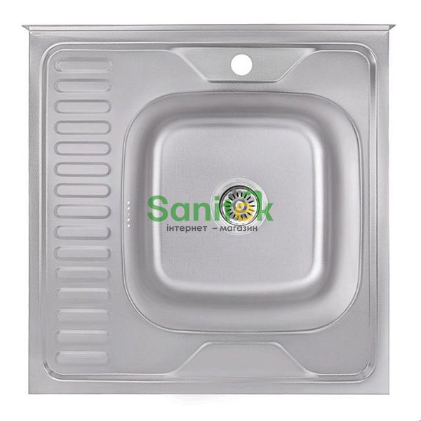 Кухонна мийка Lidz 6060-R Satin 0,6 мм (LIDZ6060RSAT06) накладна права 384989 фото