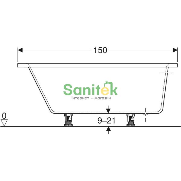 Ванна акрилова Geberit Selnova 150x100 (554.272.01.1) ліва з ніжками 425679 фото