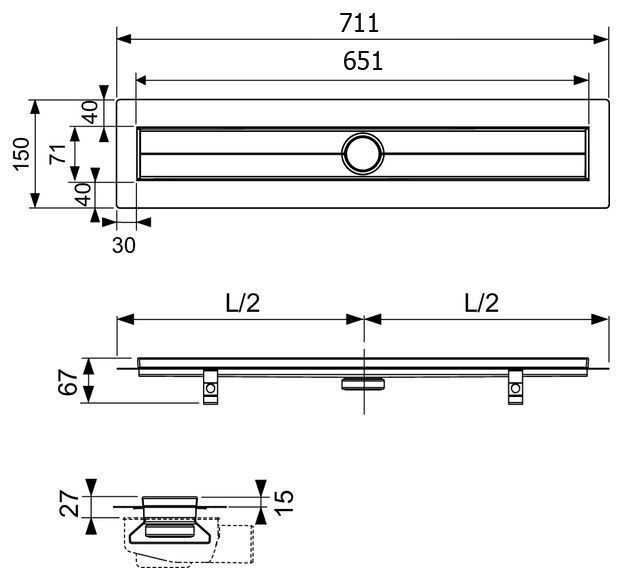 Душовий трап Tece Drainline 700 мм 600700 164613 фото