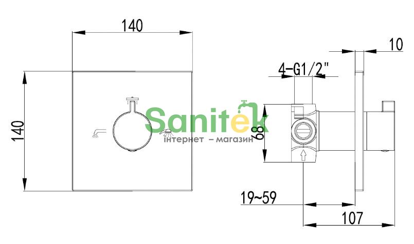 Переключающий вентиль Imprese Zamek VR-151032 на 3 потребителя (хром) 159628 фото