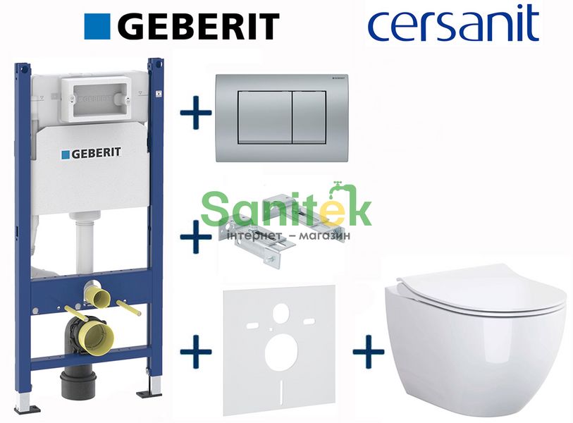Комплект інсталяції Geberit Duofix 458.126.00.1+115.137.46.1 з унітазом Cersanit Zen Clean On з сидінням Soft Closing 697034 фото