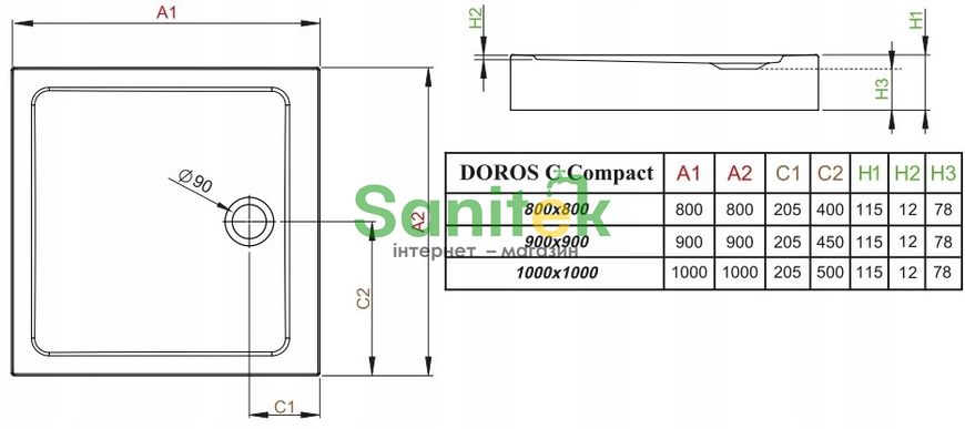 Душовий піддон Radaway Doros C Compact 90x90 (SDRC9090-05) 208616 фото
