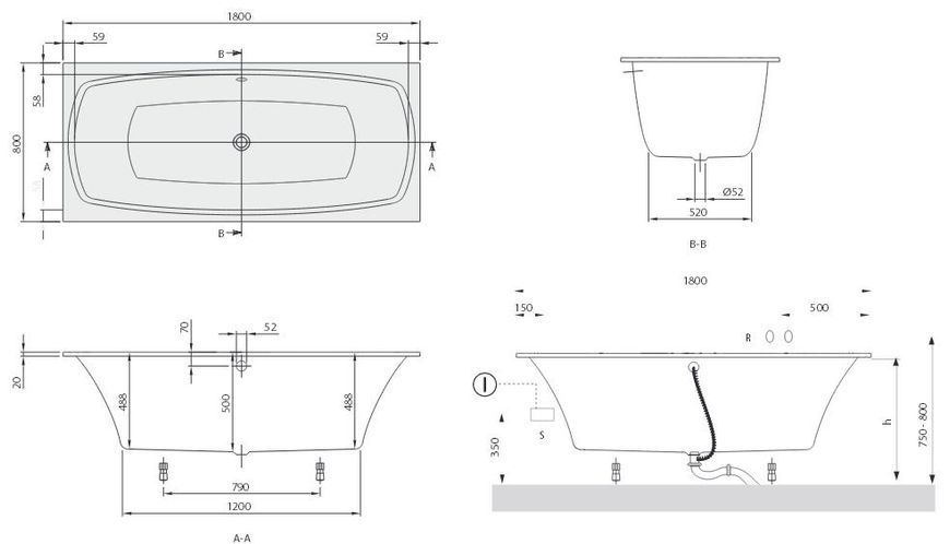 Ванна кварилова Villeroy&Boch My Art 180x80 (UBQ180MYA2V-01) 120445 фото