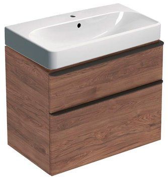 Тумба з умивальником Geberit Smyle Square 75 см (500.353.JR.1/500.249.01.1) темний горіх 538114 фото