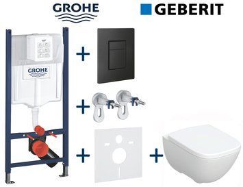 Комплект инсталляции Grohe Rapid SL 3884000G с унитазом Geberit Modo Rimfree 502.827.00.1 с сиденьем soft close 723988 фото