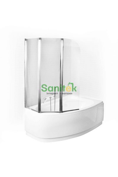 Шторка для ванны Besco Ambition 3 123x140 (PA-3S) профиль хром/стекло прозрачное 371237 фото