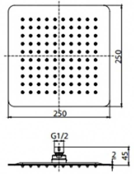 Верхній душ Valvex Carre 2448440 (250х250 мм) хром 311104 фото