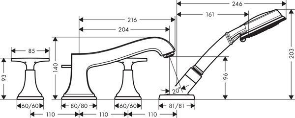 Смеситель для ванны Hansgrohe Metropol Classic 31449000 (хром) 135850 фото