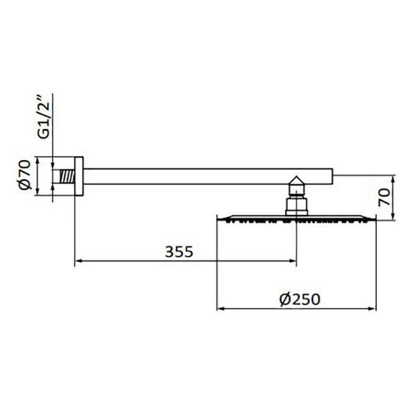 Верхний душ GRB Hydro 05251222 (250 мм) черный матовый 934921 фото