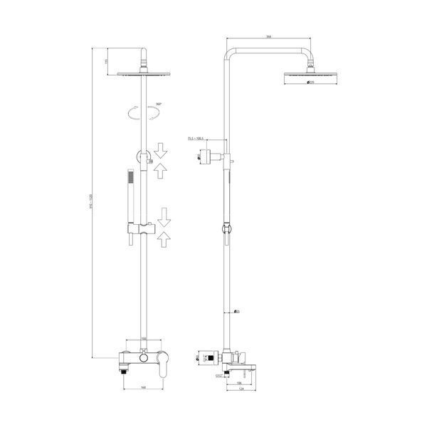 Душевая система Paffoni Blu ZCOL632NO (чёрный матовый) 425830 фото