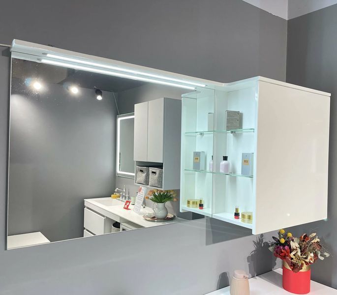 Дзеркало для ванної кімнати Fancy Marble (Буль-Буль) Vivara 1500 (біле) ліве 149667 фото