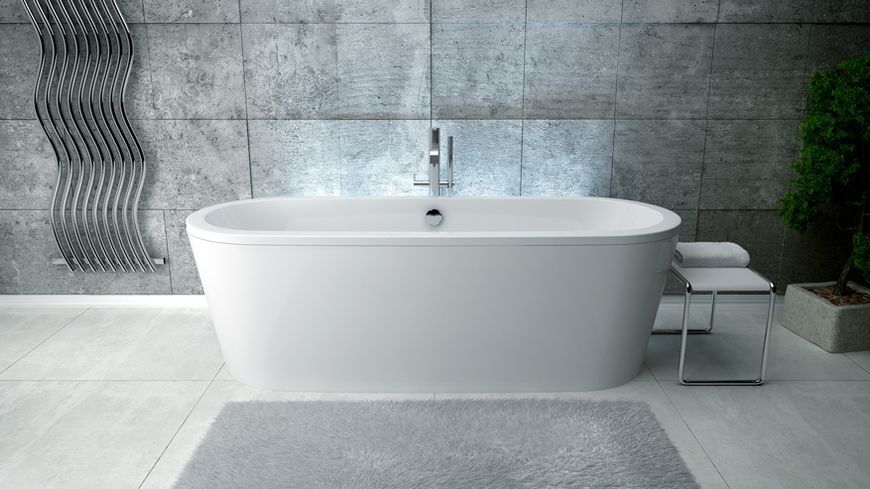 Ванна акрилова Besco Victoria 185x83 (WKV-185-WO) окремостояча с спанелью та сифоном 371697 фото