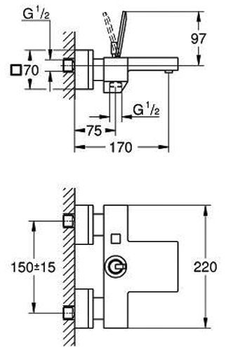Змішувач для ванни Grohe Eurocube Joy 23666000 (хром) 134540 фото