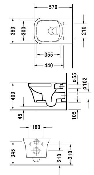 Унитаз подвесной Duravit P3 Comforts Rimless 2561090000 127877 фото