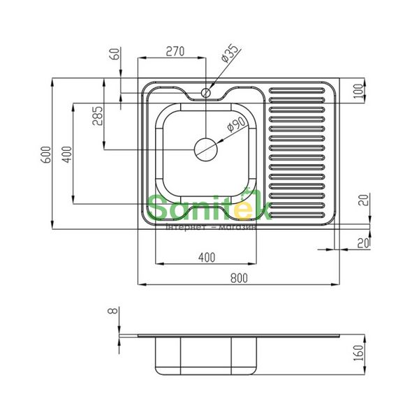 Кухонна мийка Lidz 6080-L Decor 0,6 мм (LIDZ6080DEC06) накладна ліва 384991 фото