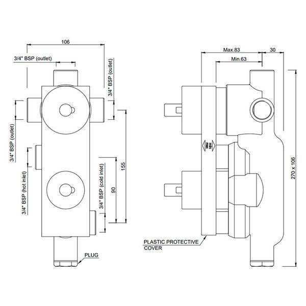 Скрытая часть Jaquar ALD-CHR-683E для термостата 309358 фото