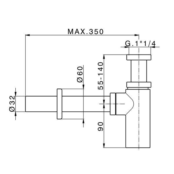 Напівсифон для умивальника Devit Art 12140B (чорний) 312005 фото