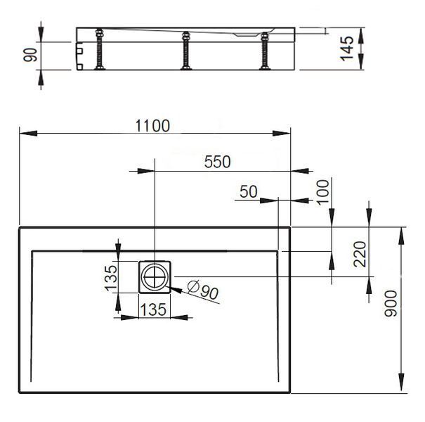 Душовий піддон Radaway Argos D 110x90 (4ADN911-02) на ніжках 208874 фото