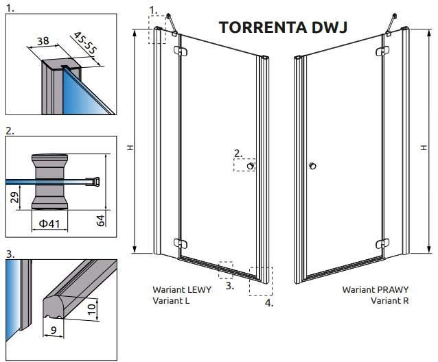 Душевая дверь Radaway Torrenta DWJ 120/R (32030-01-01N) профиль хром/стекло прозрачное (правая) 209672 фото