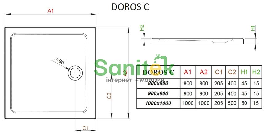 Душевой поддон Radaway Doros C 90x90 (SDRC9090-01) 208825 фото