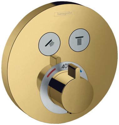 Змішувач для ванни та душу Hansgrohe ShowerSelect S 15743990 прихованого монтажу з термостатом (золото) 305246 фото