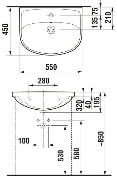 Умывальник Jika Lyra Plus 55x45 см H8133820001041 114713 фото