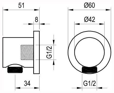 Подключение для душевого шланга Ravak 701.21BLM (X07P673) черный мат 710697 фото