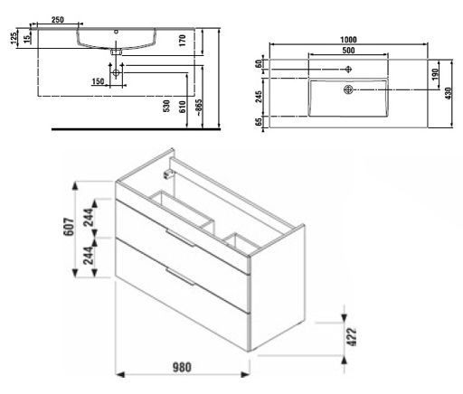 Тумба з умивальником Jika Cube 100см (H4536521763001) біла 127731 фото