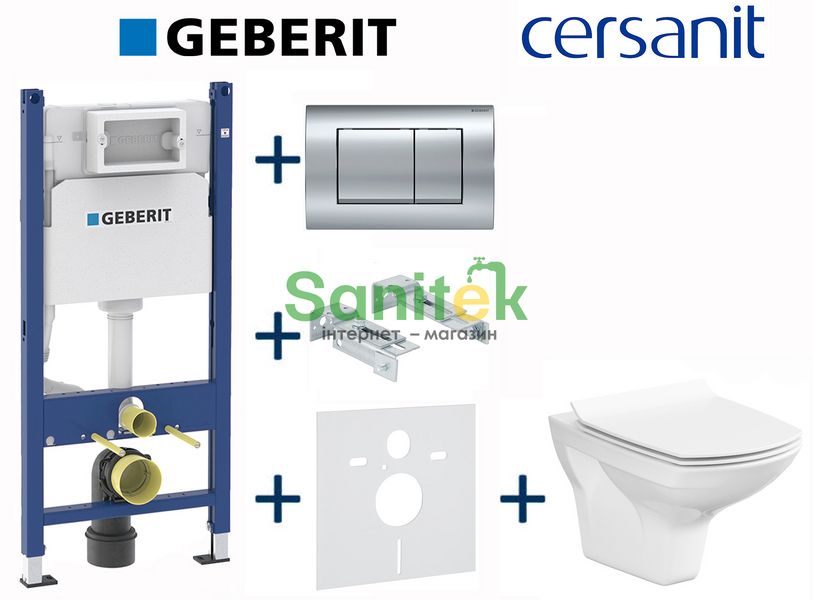 Комплект инсталляции Geberit Duofix 458.126.00.1+115.137.21.1 с унитазом Cersanit Carina Clean On с сиденьем Soft Closing 696736 фото