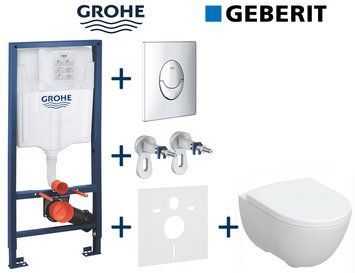 Комплект инсталляции Grohe Rapid SL 38721001 с унитазом Geberit Modo Rimfree 502.939.00.1 с сиденьем soft close 723572 фото