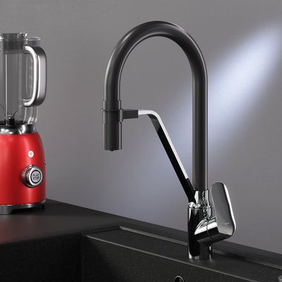 Смеситель для кухни AM.PM Like F8007802 с подключением питьевой воды (хром/черный матовый) 825199 фото