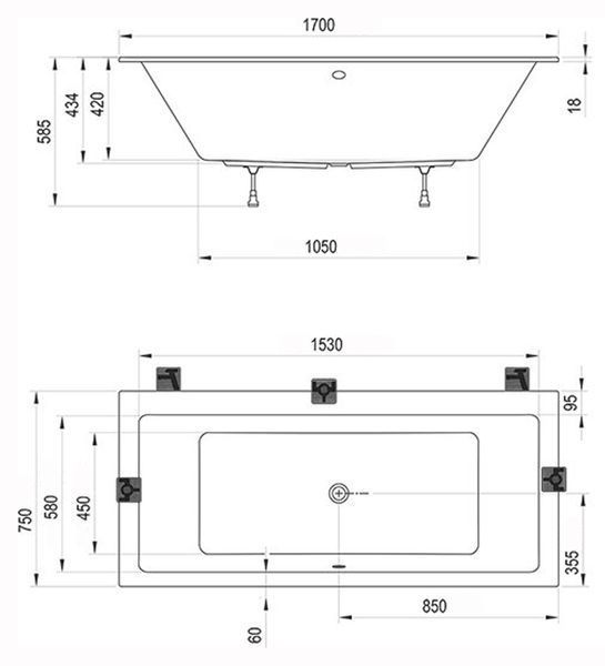 Ванна акриловая Ravak Formy 01 Slim 170x75 (C691300000) 415736 фото