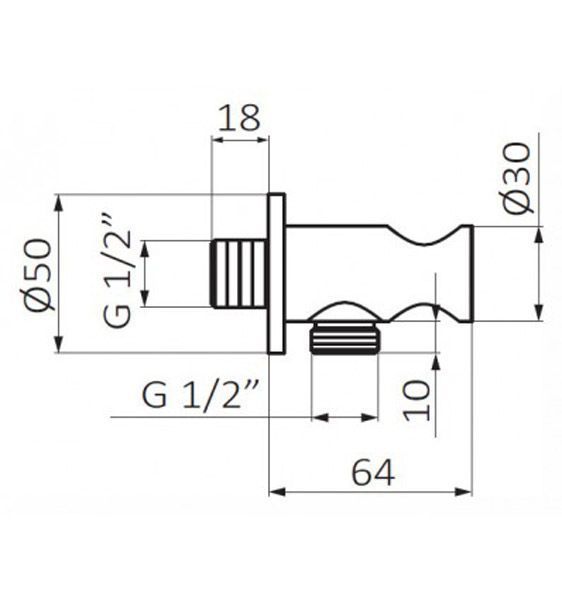 Подключение для душевого шланга GRB Hydro 050066 с держателем (хром) 256836 фото
