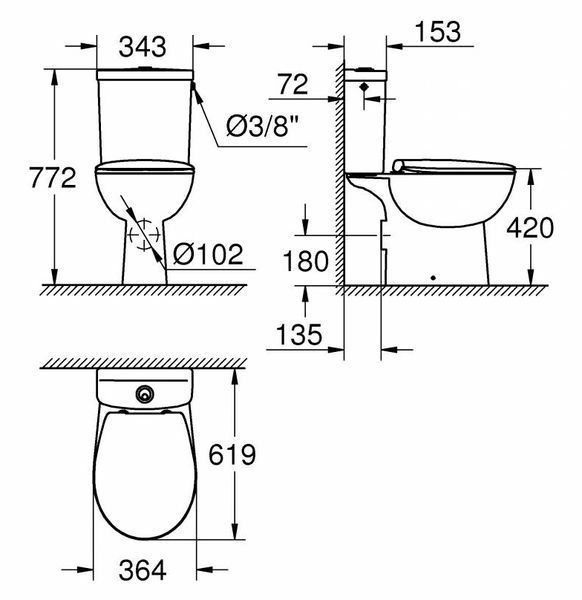 Унитаз-компакт Grohe Bau Ceramic 39349000+39436000 Rimless 308115 фото