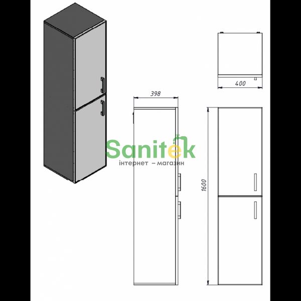 Пенал для ванної кімнати Ювента Manhattan MnhP-160 (чорний) 547818 фото