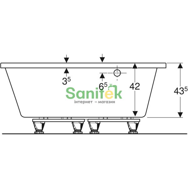 Ванна акрилова Geberit Selnova 135x135 (554.287.01.1) з ніжками 425683 фото