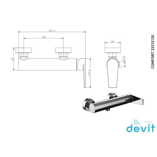 Змішувач для душу Devit Comfort 33315130 (хром) 519800 фото