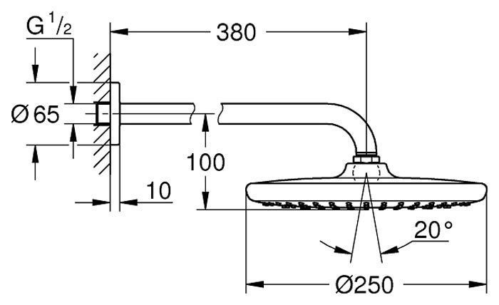 Душова система Grohe Grohtherm Tempesta 250 UA26416SC0 (26668000+26406001+35600000+24076000) з термостатом 382880 фото