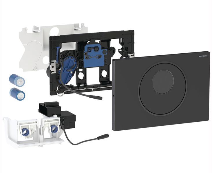 Инсталляция для унитаза Geberit Duofix Sigma 111.300.00.5 4в1 (клавиша Sigma 10 бесконтактная электронная батарея 3 В чёрный матовый/чёрный) 693263 фото