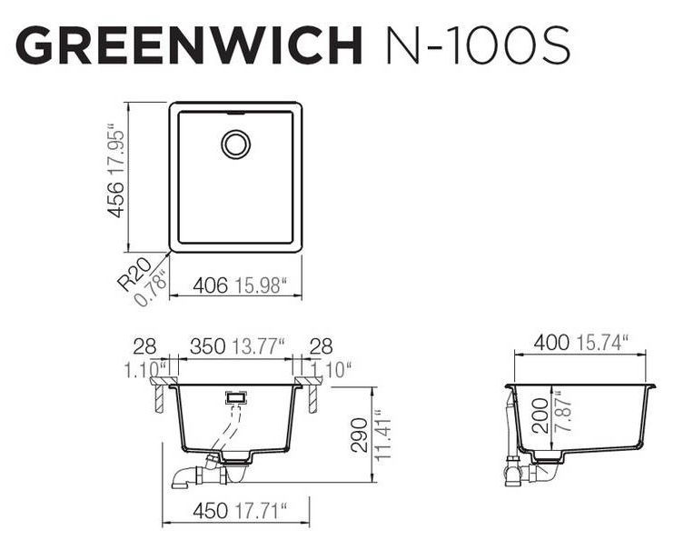 Гранітна мийка Schock Greenwich N-100 S Cristadur Bronze 87 (60024587) 144831 фото