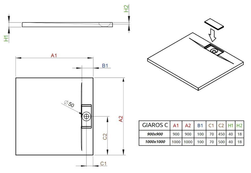 Душовий піддон Radaway Giaros C 90x90 (MKGC9090-03) 208694 фото